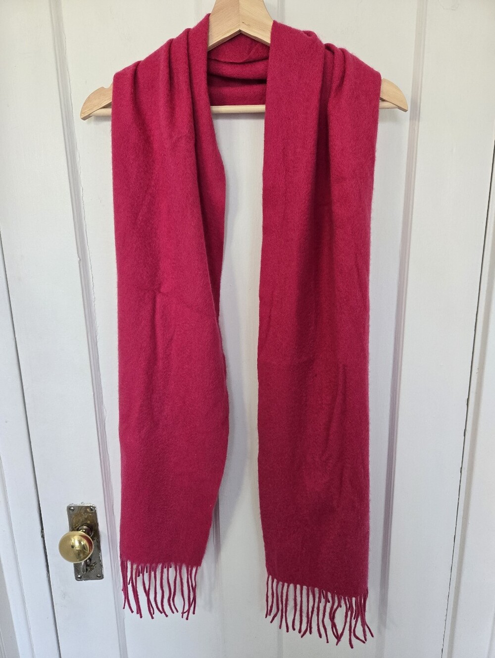 Cashmere Hot Pink Fringe Winter Scarf Barbiecore Preppy Elevated Basics Layering
